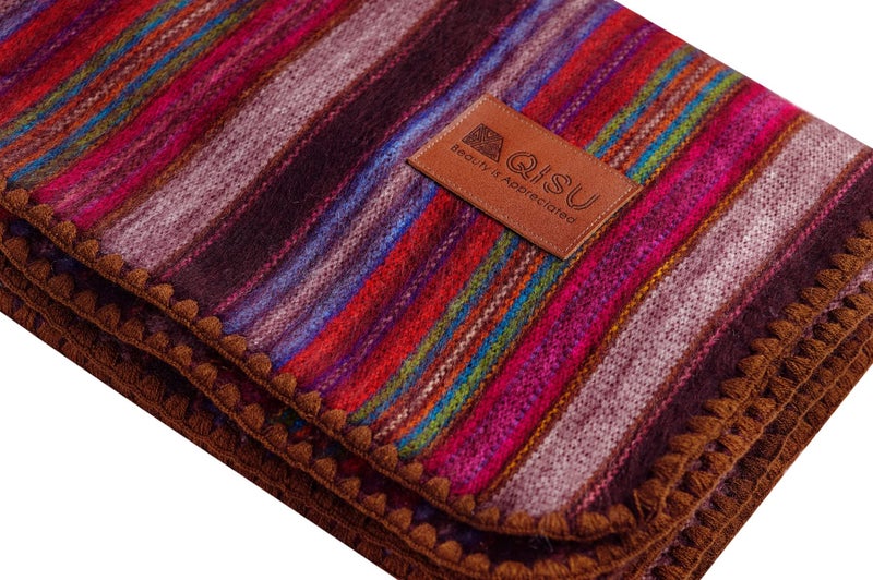 QISU Alpaca Wool Blanket Throw | Large, Beautiful, Warm, Variegated | 85 x 65 inches | Ultra-Soft, Hypoallergenic and Breathable | Non-Itchy or Scratchy (Purple Earth Variegated) - Image 2
